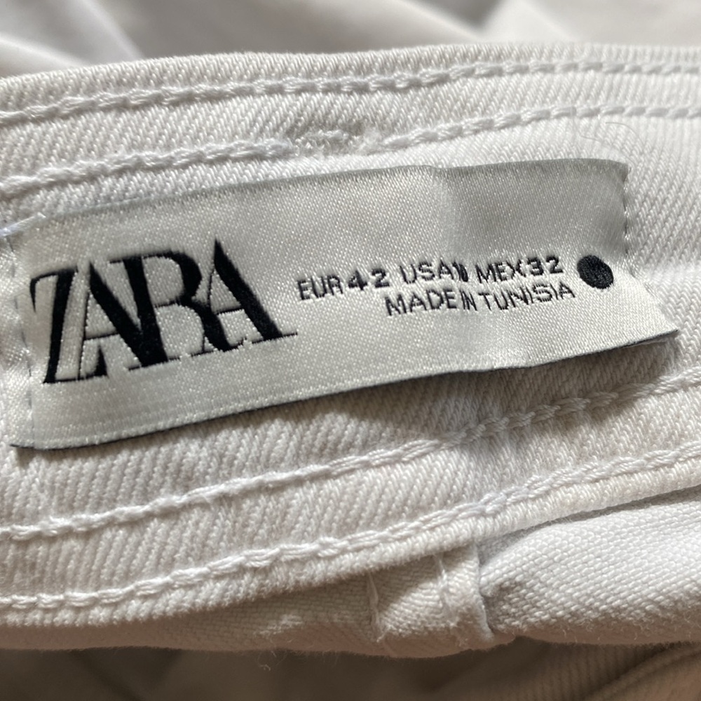 ZARA | high waisted wide leg denim jeans | size 10 white - Picture 3 of 8